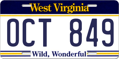 WV license plate OCT849