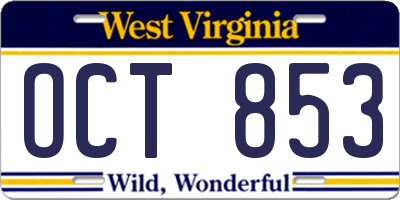 WV license plate OCT853