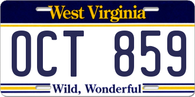 WV license plate OCT859