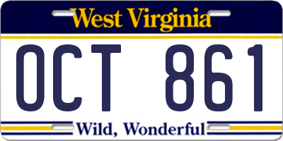 WV license plate OCT861