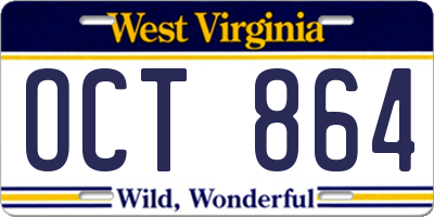 WV license plate OCT864