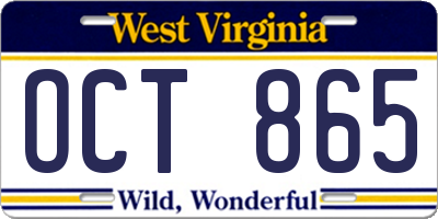 WV license plate OCT865