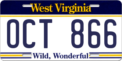 WV license plate OCT866