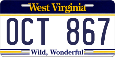 WV license plate OCT867