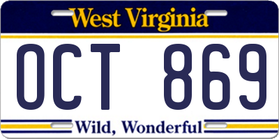 WV license plate OCT869