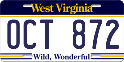 WV license plate OCT872