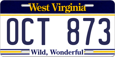 WV license plate OCT873