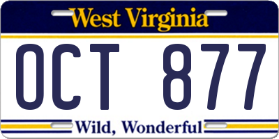 WV license plate OCT877