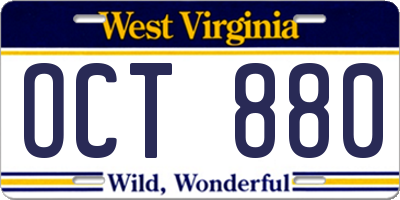 WV license plate OCT880