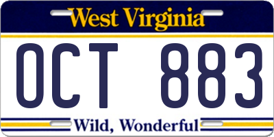 WV license plate OCT883