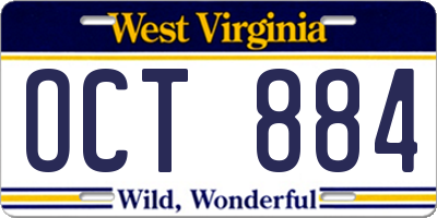 WV license plate OCT884