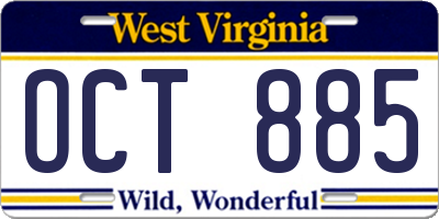 WV license plate OCT885