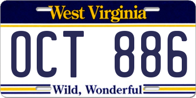 WV license plate OCT886