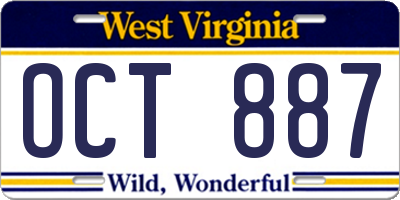 WV license plate OCT887