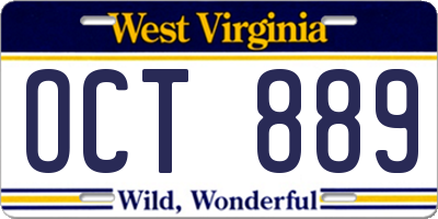 WV license plate OCT889
