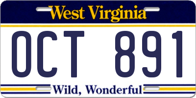 WV license plate OCT891