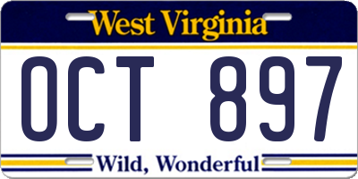 WV license plate OCT897