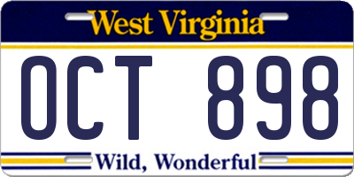 WV license plate OCT898