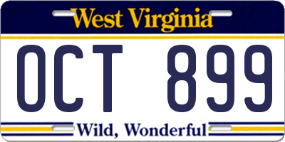 WV license plate OCT899