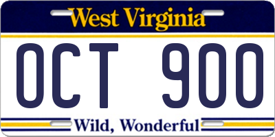 WV license plate OCT900