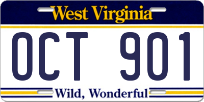WV license plate OCT901