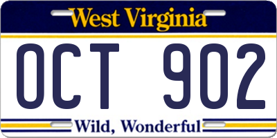 WV license plate OCT902