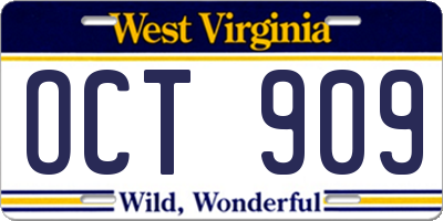 WV license plate OCT909