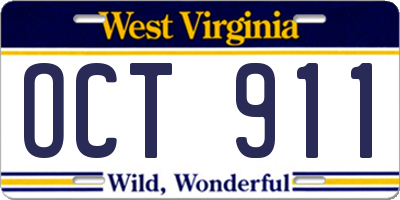 WV license plate OCT911