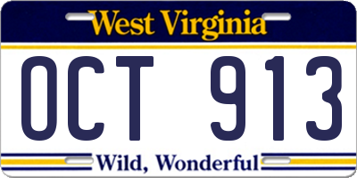 WV license plate OCT913