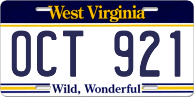 WV license plate OCT921