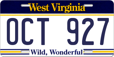 WV license plate OCT927