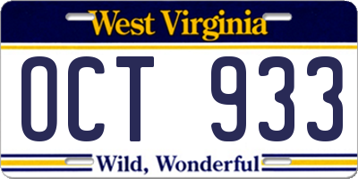WV license plate OCT933