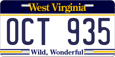 WV license plate OCT935