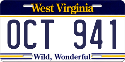 WV license plate OCT941