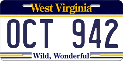 WV license plate OCT942