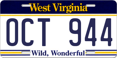 WV license plate OCT944