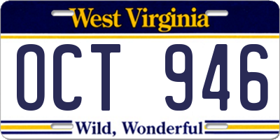 WV license plate OCT946