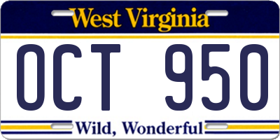 WV license plate OCT950