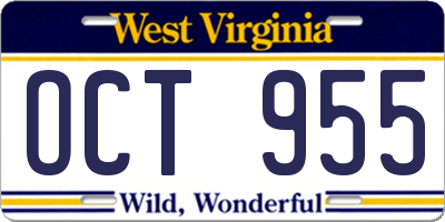 WV license plate OCT955