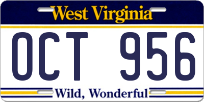 WV license plate OCT956