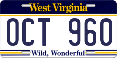 WV license plate OCT960