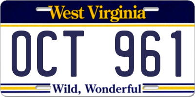 WV license plate OCT961