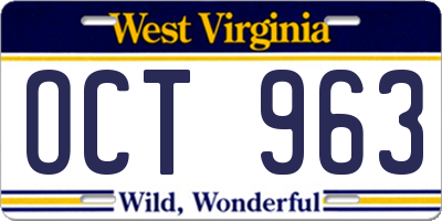 WV license plate OCT963