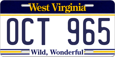 WV license plate OCT965
