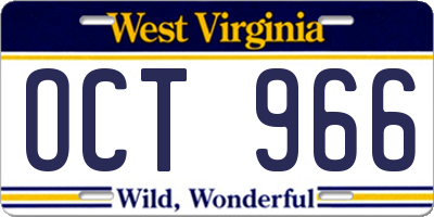 WV license plate OCT966