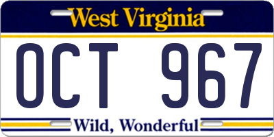 WV license plate OCT967