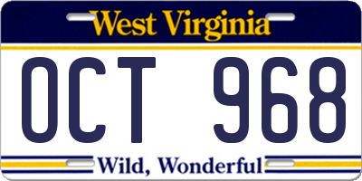 WV license plate OCT968