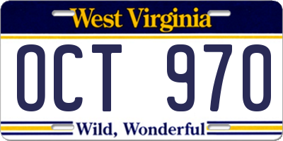 WV license plate OCT970