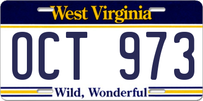 WV license plate OCT973