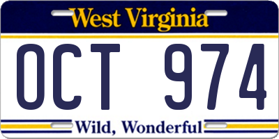 WV license plate OCT974